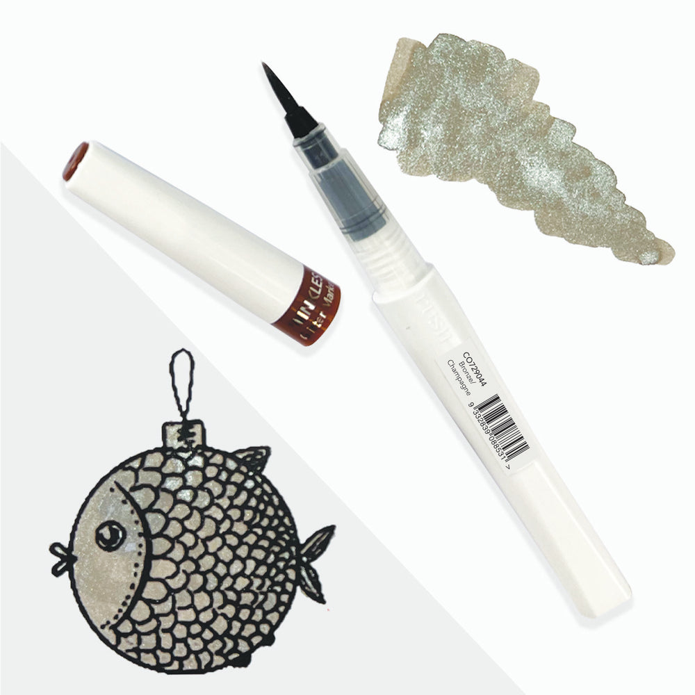 Winkles Glitter Brush Marker PALE BRONZE