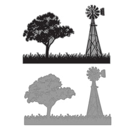 Australia The Lucky Country - Stamp and Die Set - Tree with Windmill