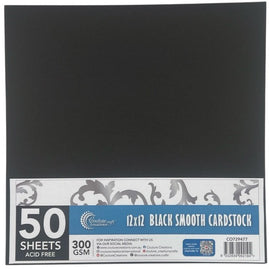 CC 12x12in Black Smooth Cardstock - 300gsm - 50 sheets