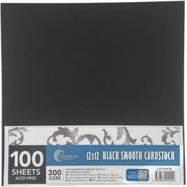 CC 12x12in Black Smooth Cardstock - 300gsm - 100 sheets