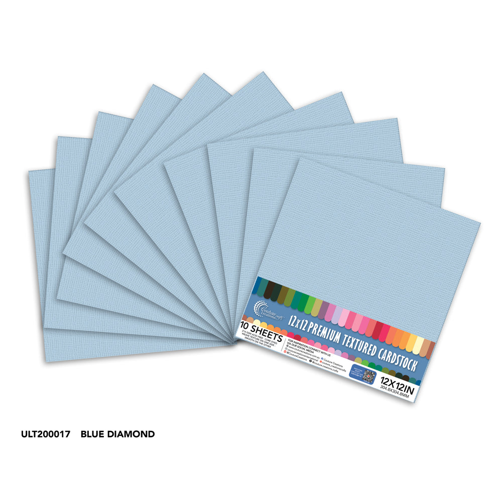 CC Textured Cardstock - 12x12 - Blue Diamond (216gsm) - 10 Sheets