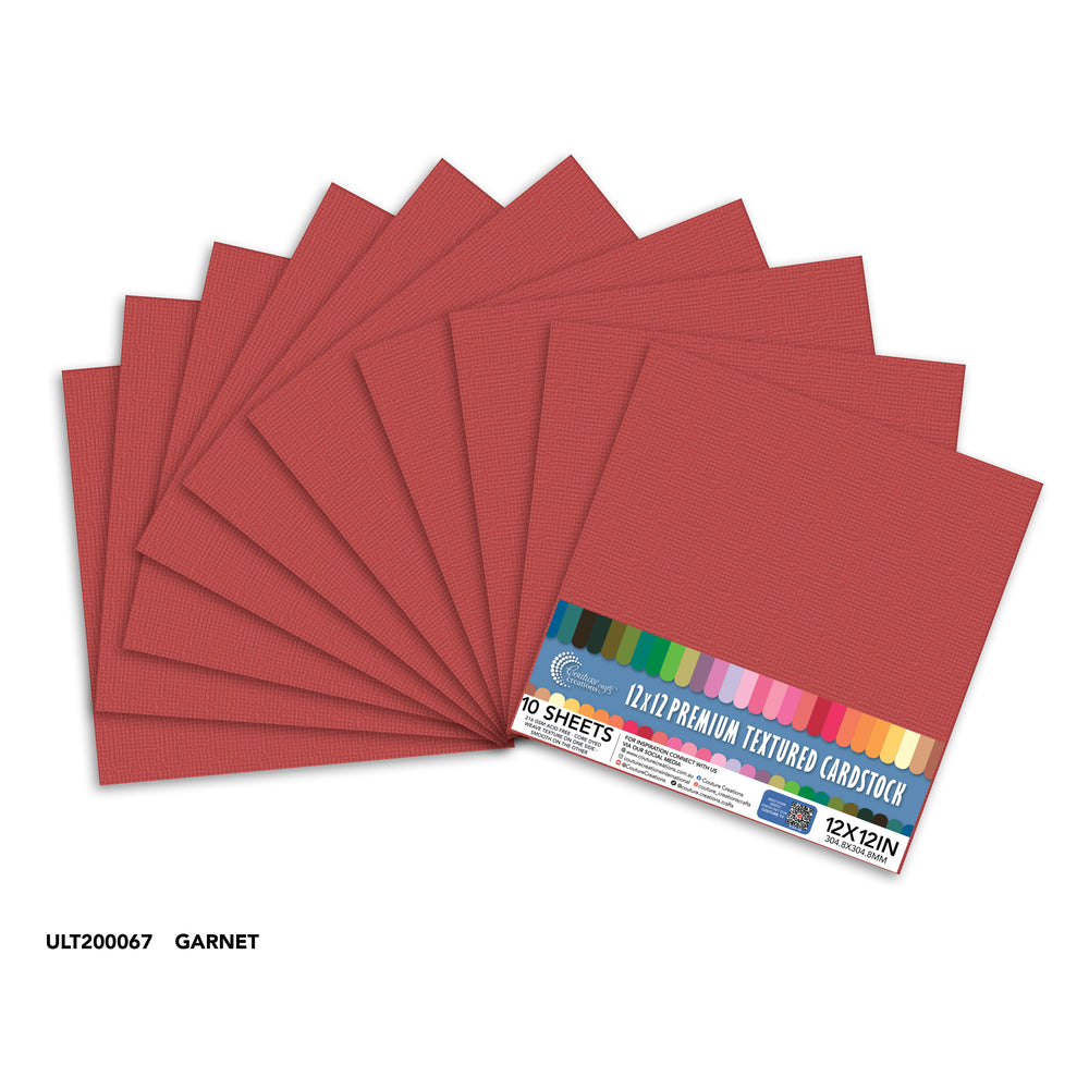 CC Textured Cardstock - 12x12 - Garnet (216gsm) - 10 Sheets