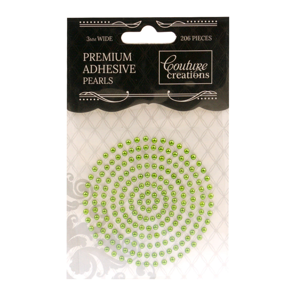 CC Pearls 3mm Adhesive - Emerald Green 206pce