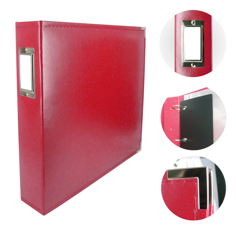 CC Faux Leather 12X12 3D Ring Album RED