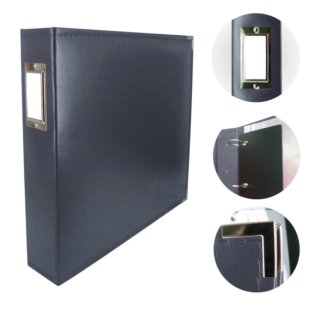 CC Faux Leather 12X12 3D Ring Album DARK BLUE