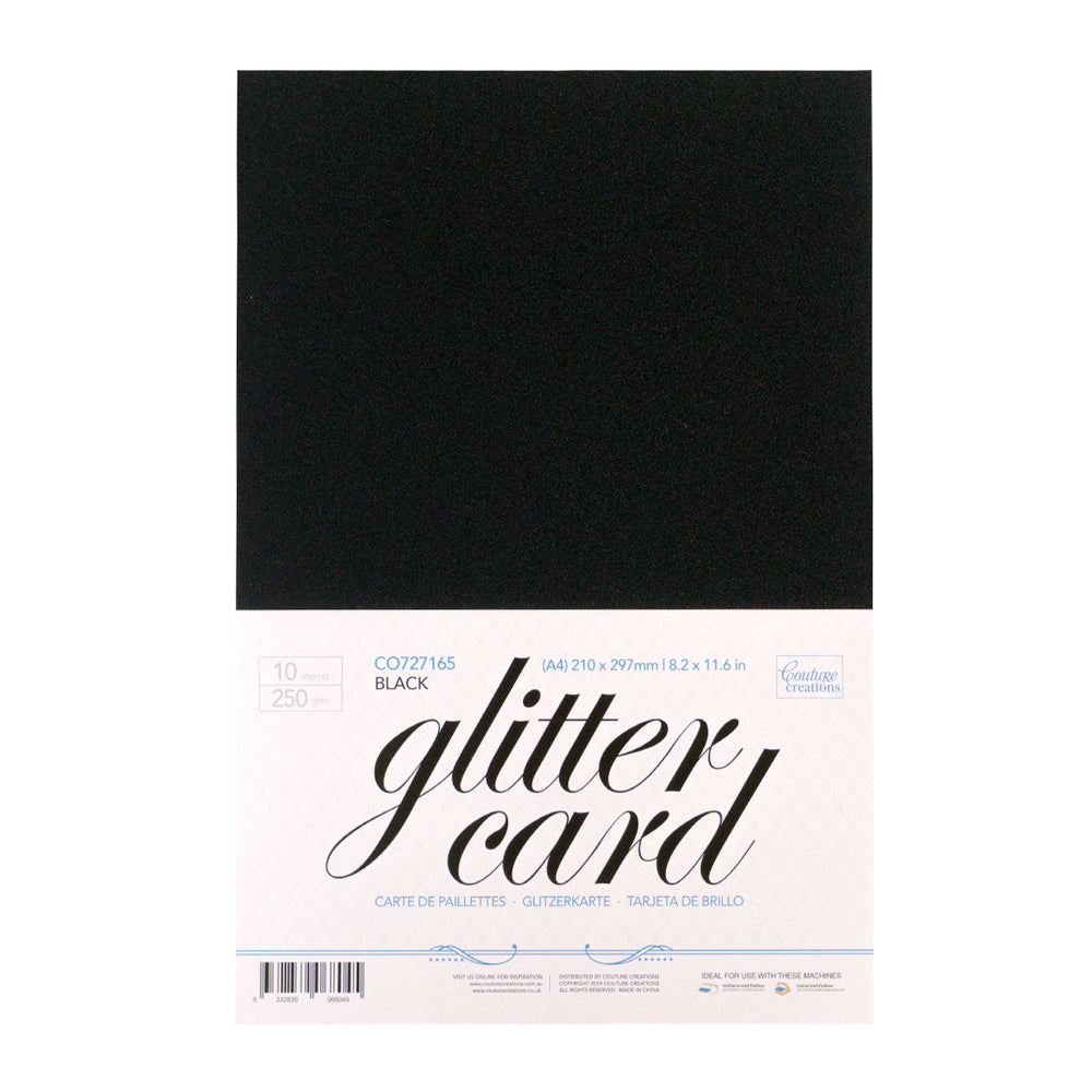 A4 Glitter Card 10 sheets per pack 250gsm - Black