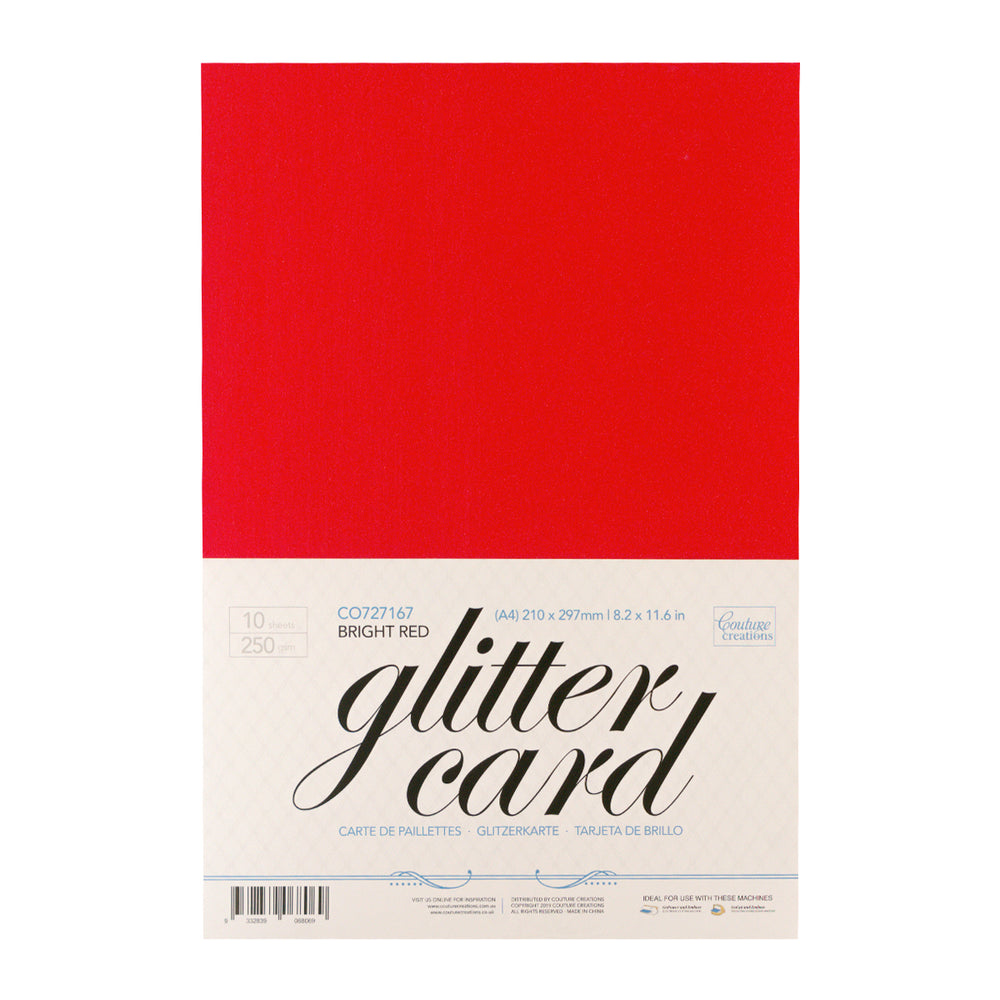 A4 Glitter Card 10 sheets per pack 250gsm - Bright Red