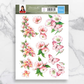 3D Diecut Decoupage A4 Sheet - Pink Flowers - Jeanine's Art