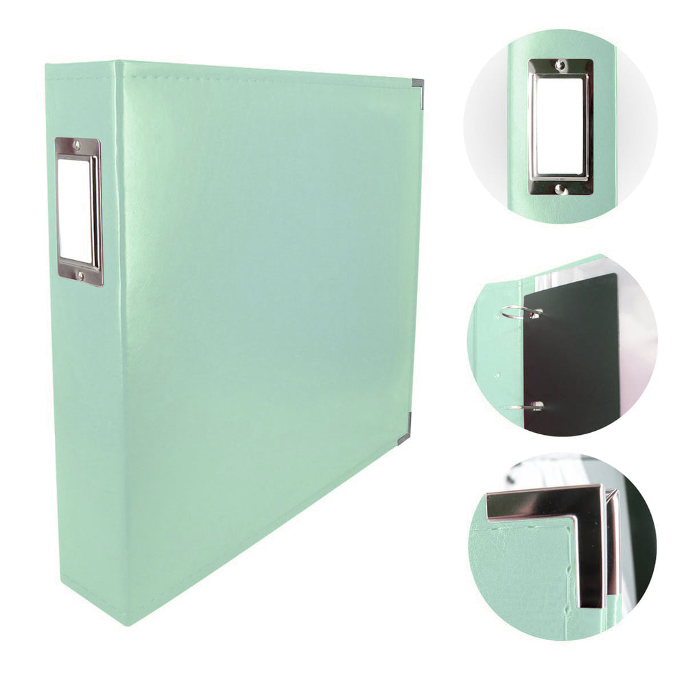 CC Faux Leather 12X12 3D Ring Album MINT BLUE