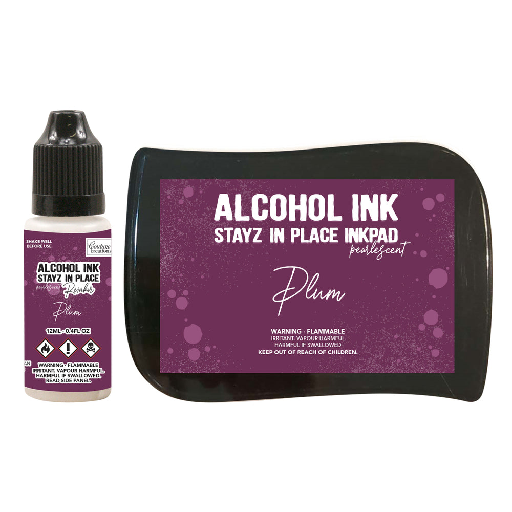 Plum Pearlescent Alcohol Ink Pad with 12ml reinker