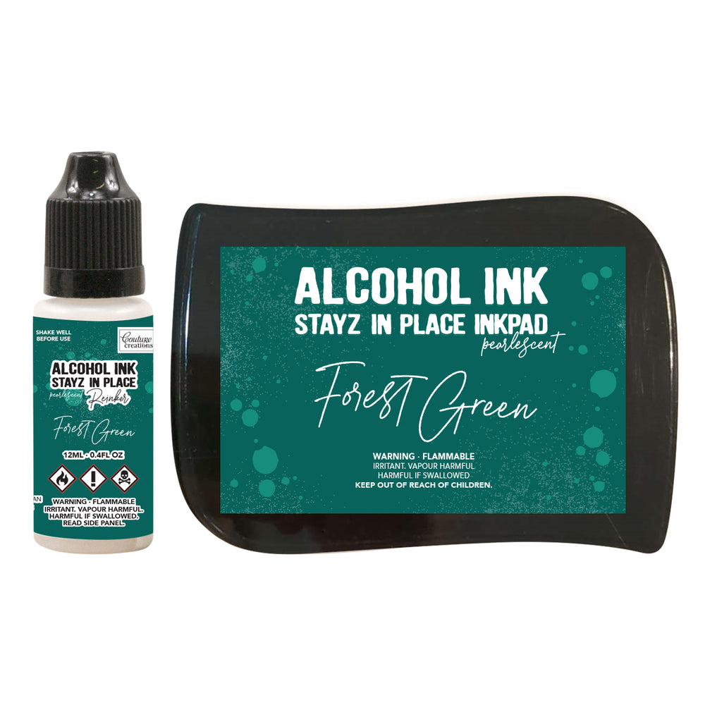 Forest Green Pearlescent Alcohol Ink Pad with 12ml reinker