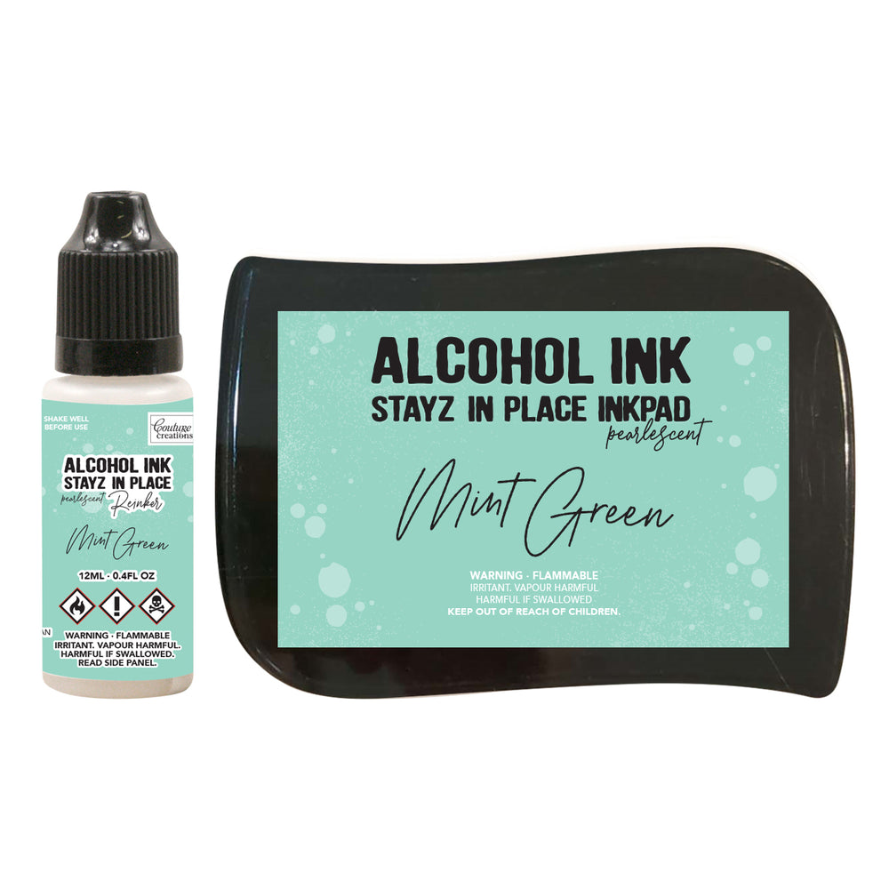 Mint Green Pearlescent Alcohol Ink Pad with 12ml reinker