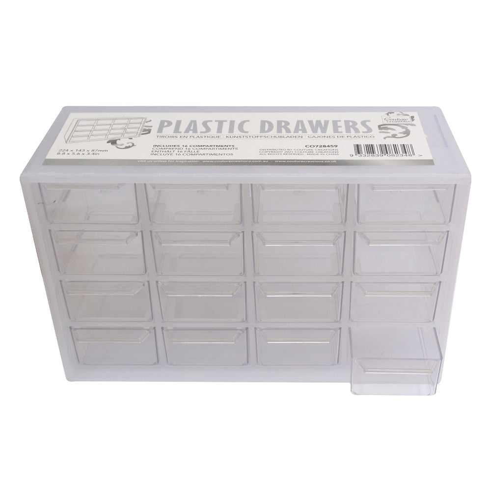 Plastic Drawers (16 compartments) 22.4cm x 14.3cm x 8.7cm