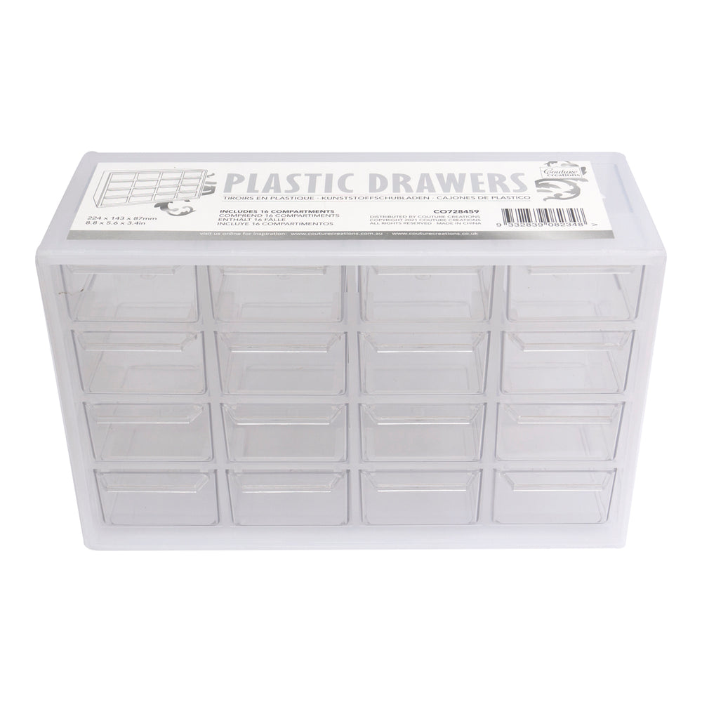 Plastic Drawers (16 compartments) 22.4cm x 14.3cm x 8.7cm