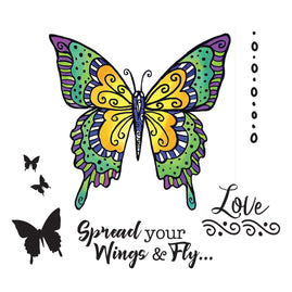 Stamp & Colour Outline Stamps - Spread Your Wings Butterfly  (7pc)