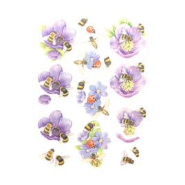 3D Diecut Decoupage Pushout Kit - Jeanines Art - Buzzing Bees - Purple Flowers