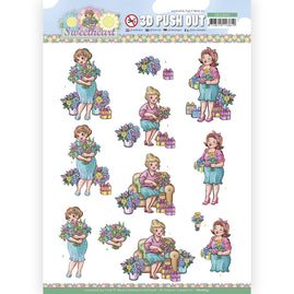 x 3D Push Out - Yvonne Creations - Bubbly Girls - Sweetheart - Flowers and gifts
