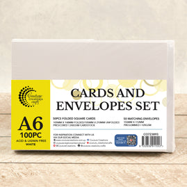 CC WHITE A6 Card + Envelope Pack - 50 Sets (50+50)
