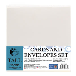 CC WHITE TALL Card + Envelope Pack - 50 Sets (50+50)