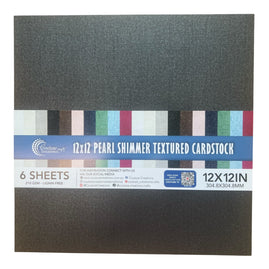 CC JET BLACK Pearl Shimmer Textured Cardstock - 12x12 (210gsm) - 6 Sheets