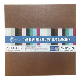 CC COCOA Pearl Shimmer Textured Cardstock - 12x12 (210gsm) - 6 Sheets