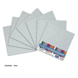 CC SILVER Laminated Glitter paper - 12x12 - SILVER (120gsm) - 7 Sheets