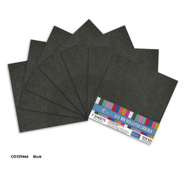CC BLACK Laminated Glitter paper - 12x12 - (120gsm) - 7 Sheets