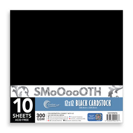 CC 12x12in BLACK Smooth Cardstock - 300gsm - 10 sheets