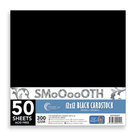 CC 12x12in BLACK Smooth Cardstock - 300gsm - 50 sheets