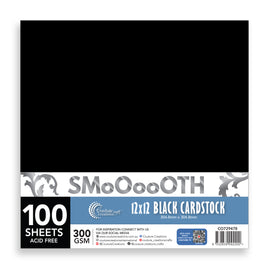 CC 12x12in BLACK Smooth Cardstock - 300gsm - 100 sheets