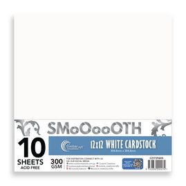 CC 12x12in WHITE Smooth Cardstock - 300gsm - 10 sheets