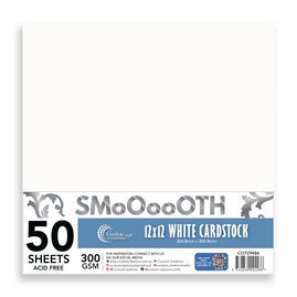 CC 12x12in WHITE Smooth Cardstock - 300gsm - 50 sheets