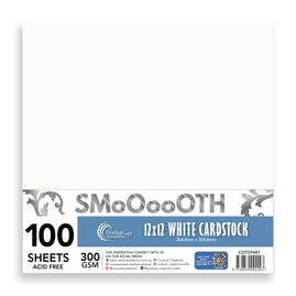 CC 12x12in WHITE Smooth Cardstock - 300gsm - 100 sheets