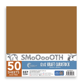 CC 12x12in KRAFT Smooth Cardstock - 337gsm - 50 sheets