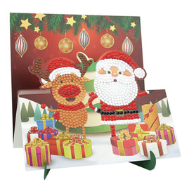 Dotty Designs Diamond Easel Card - Santa with Deer