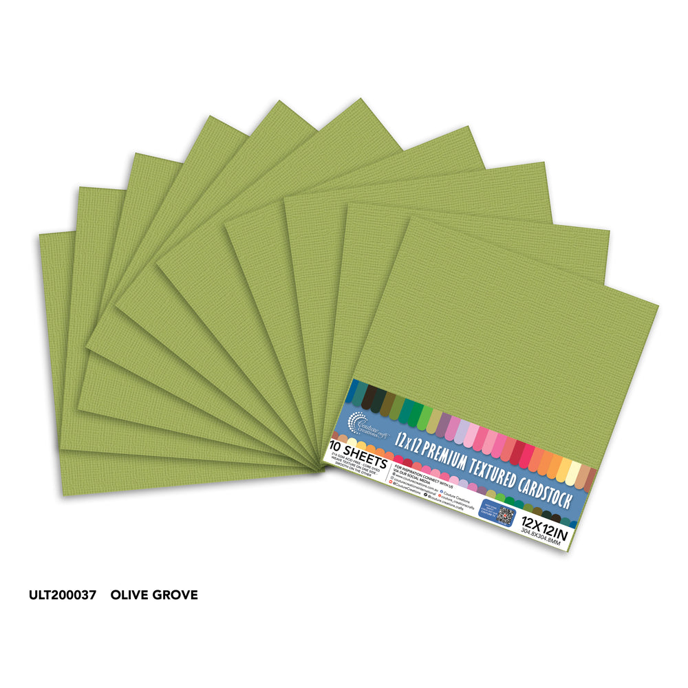 CC Textured Cardstock - 12x12 - Olive Grove (216gsm) - 10 Sheets