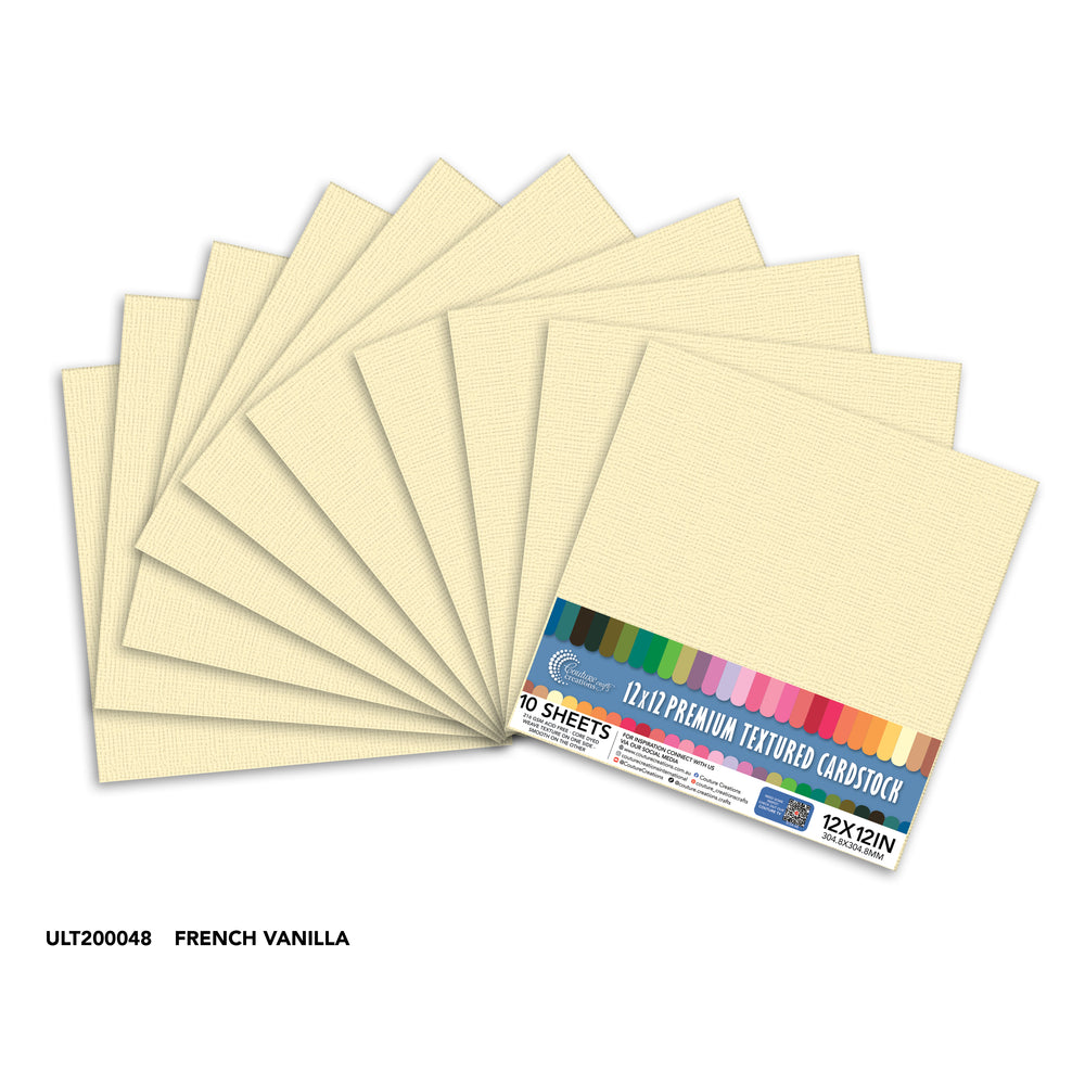 CC Textured Cardstock - 12x12 - French Vanilla (216gsm) - 10 Sheets