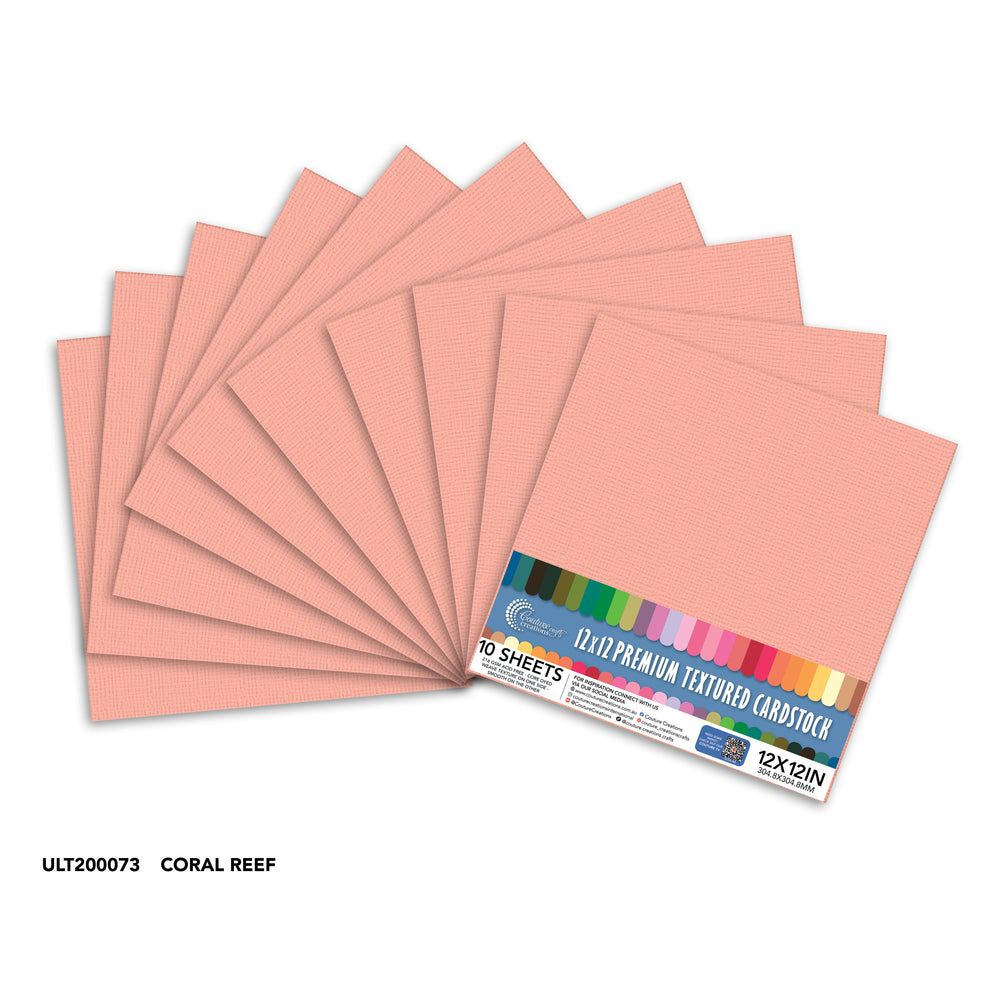 CC Textured Cardstock - 12x12 - Coral Reef (250gsm) - 10 Sheets
