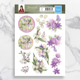 3D Diecut Decoupage A4 Sheet - Violet Flowers - Jeanine's Art