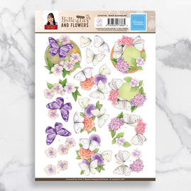 3D Diecut Decoupage A4 Sheet - White Butterflies - Jeanine's Art