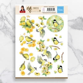 3D Diecut Decoupage A4 Sheet - Yellow Birds - Jeanine's Art - SB10319