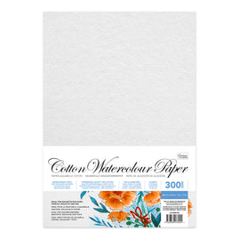 Cotton Watercolour Paper (300gsm | 10 Sheets) (210 x 297mm | 8.2 x 11.6in )