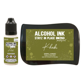 Stayz in Place Alcohol Ink Pad with 12ml reinker - Khaki Pearlescent