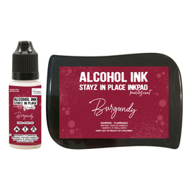 Stayz in Place Alcohol Ink Pad with 12ml reinker - Burgundy Pearlescent