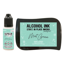 Stayz in Place Alcohol Ink Pad with 12ml reinker - Mint Green Pearlescent