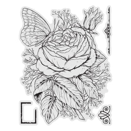 Stamp and Colour Set - Vintage Blooms - Rose (4pc)