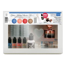 Alcohol Ink - Glitter Accents Starter Kit 1- 4 inks, blending sol, applicator tool + more
