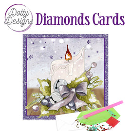 Diamond Cards - Candle with Purple Bow (140 x 140mm | 5.5 x 5.5in)