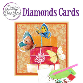 Diamond Cards - Butterfly and Present (140 x 140mm | 5.5 x 5.5in)