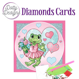 Dotty Designs Diamond Cards - Frog with Flowers